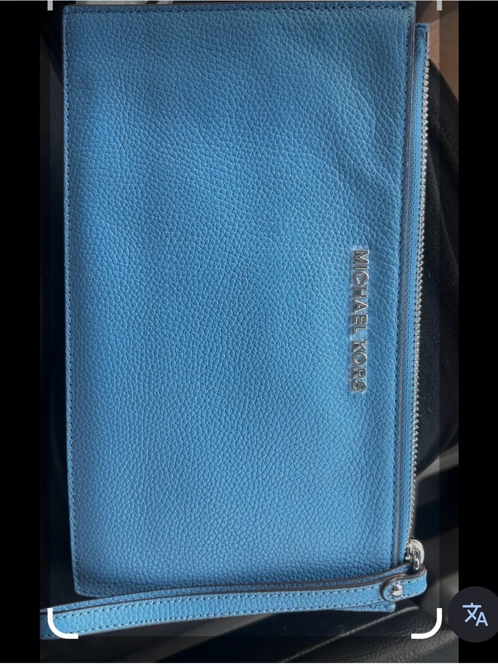 Michael Kors Light Blue Leather Zip Pouch